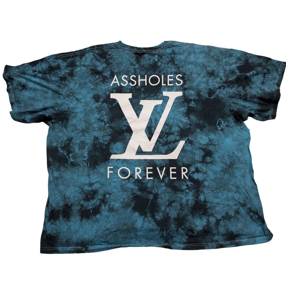 Assholes*s Live Forever Tie Dye T-Shirt Teal Black Men 3XL Louie V Parody Logo